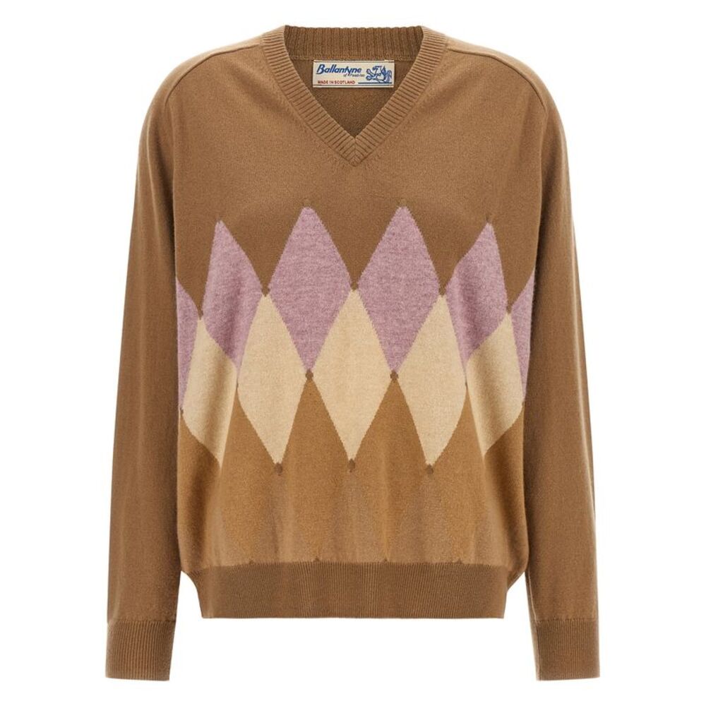 Ballantyne Women Argyle Intarsia 'New Diamond' Sweater